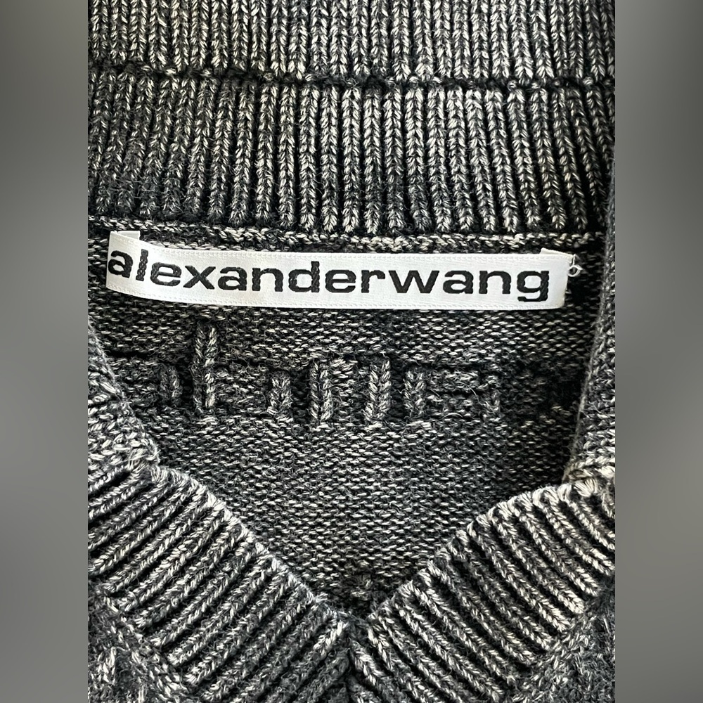 Alexander Wang Logo Knit Cropped Vest Collared Gray Size S - Picture 4 of 7